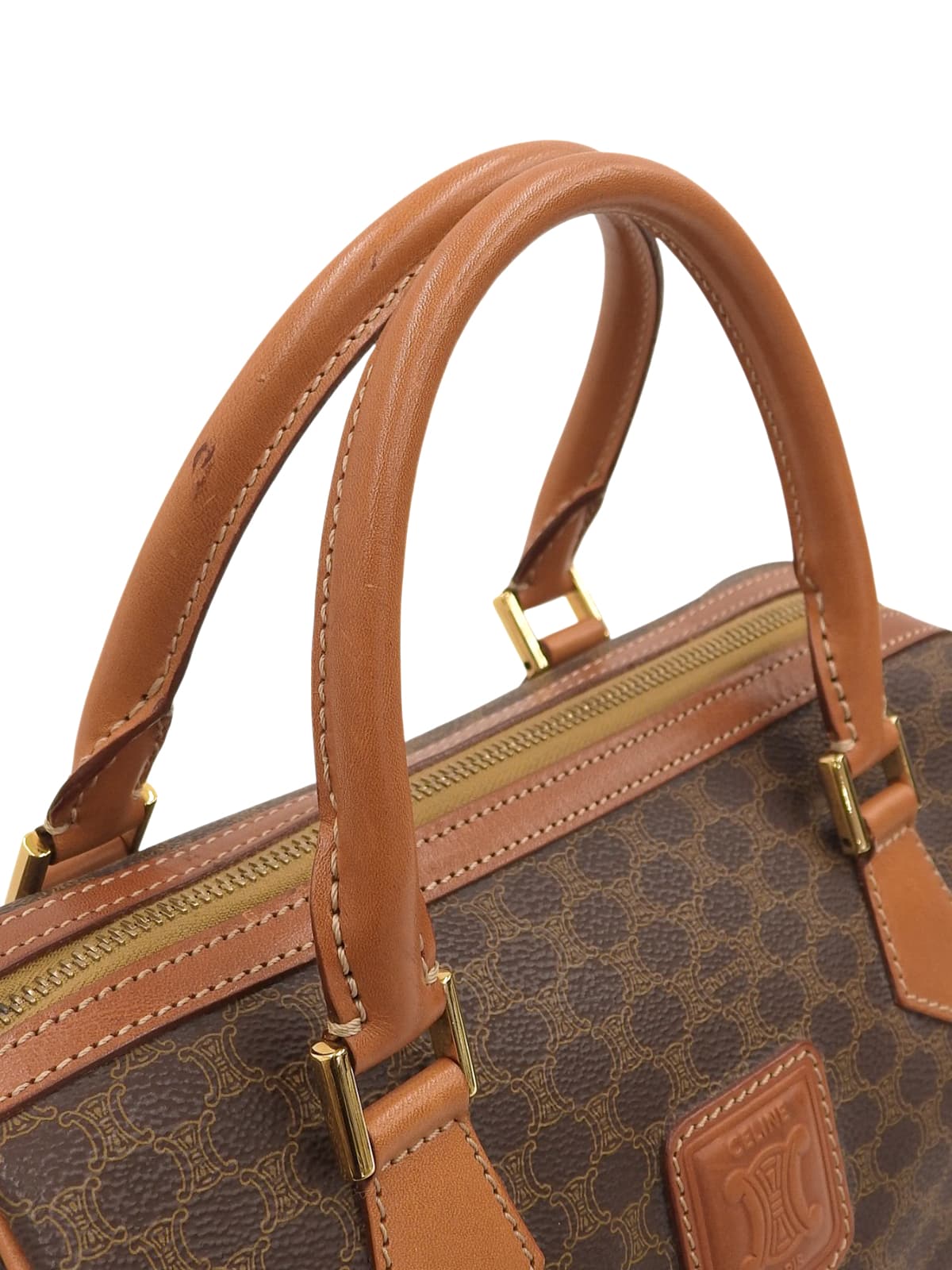 Macadam Pattern Logo Embossed Handbag Brown