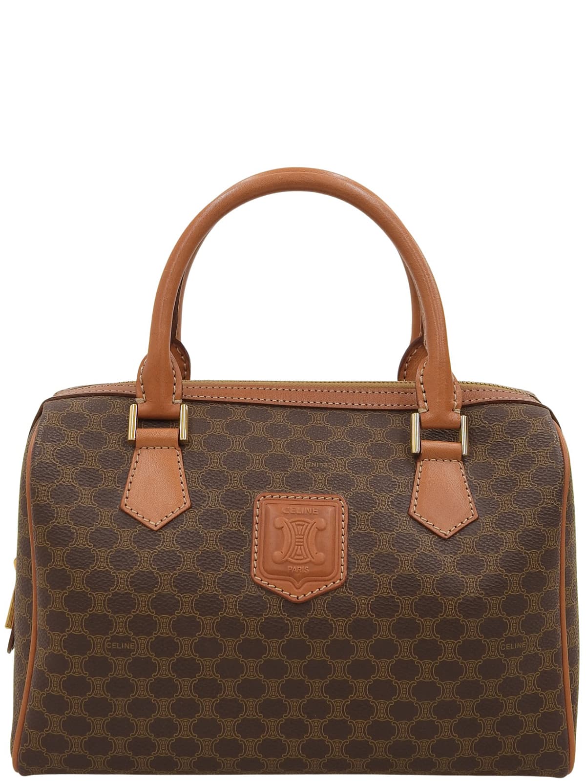 Macadam Pattern Logo Embossed Handbag Brown