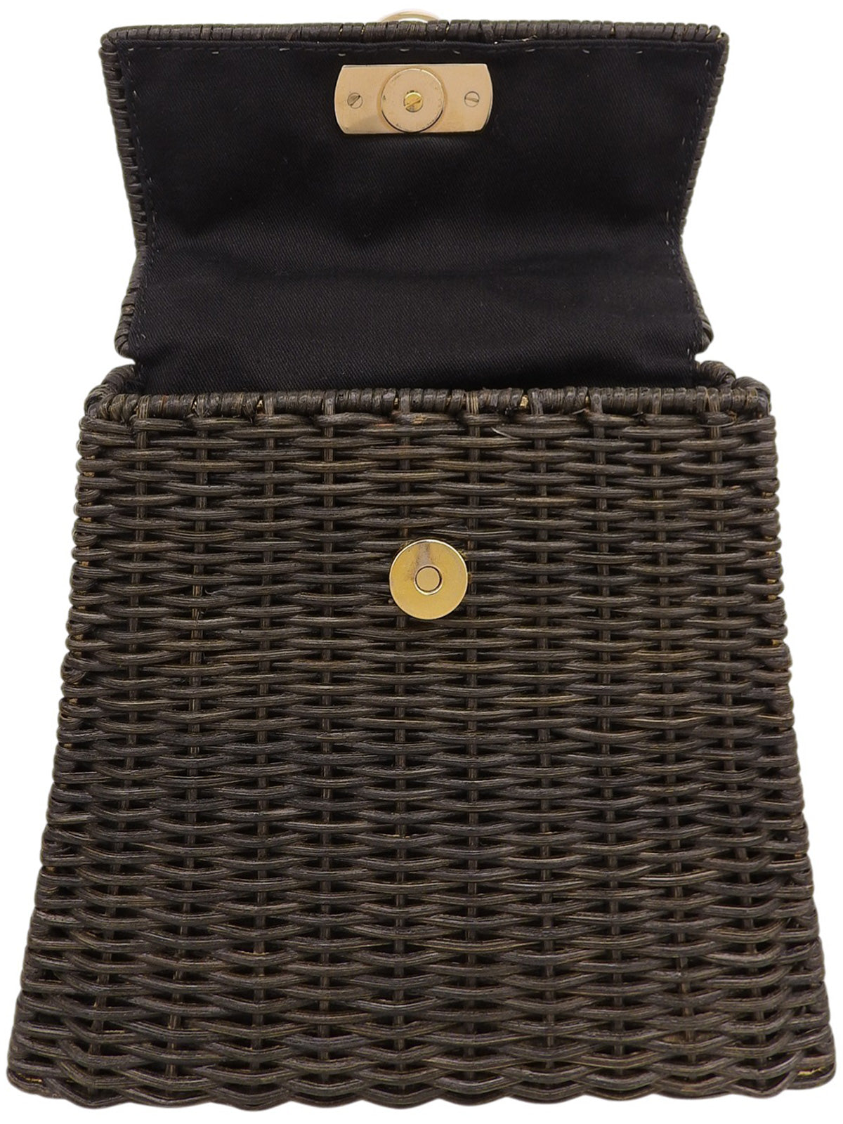 ストローロゴプレートハンドバッグ ブラック