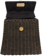 ストローロゴプレートハンドバッグ ブラック