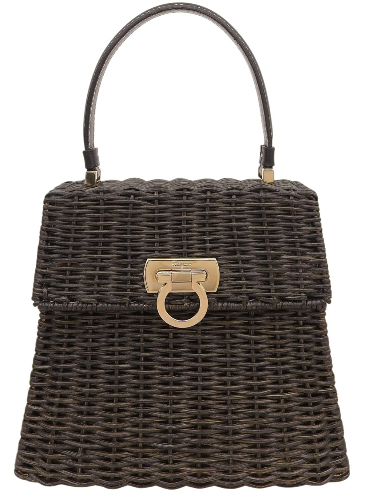 ストローロゴプレートハンドバッグ ブラック