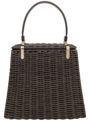 ストローロゴプレートハンドバッグ ブラック