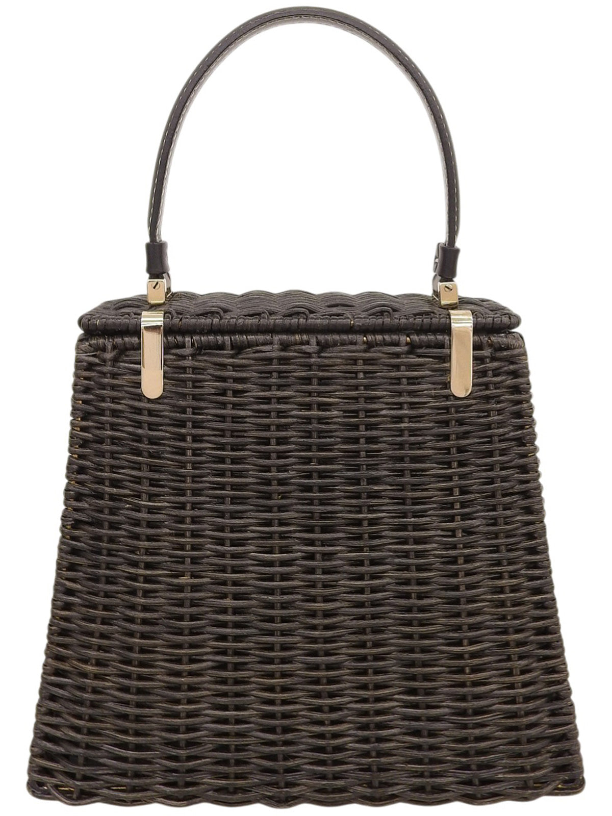 Straw Logo Plate Handbag Black