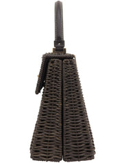 ストローロゴプレートハンドバッグ ブラック