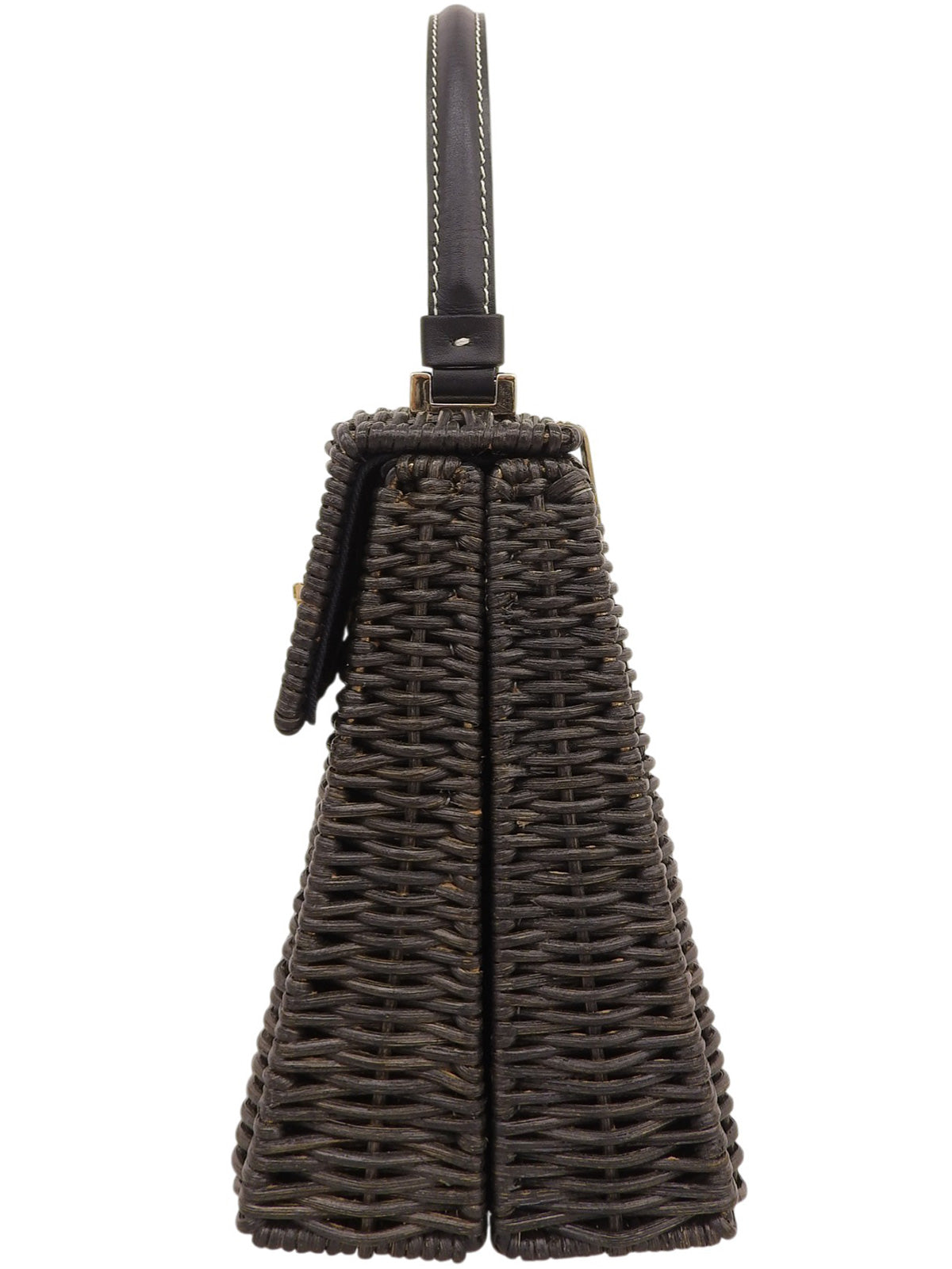 Straw Logo Plate Handbag Black