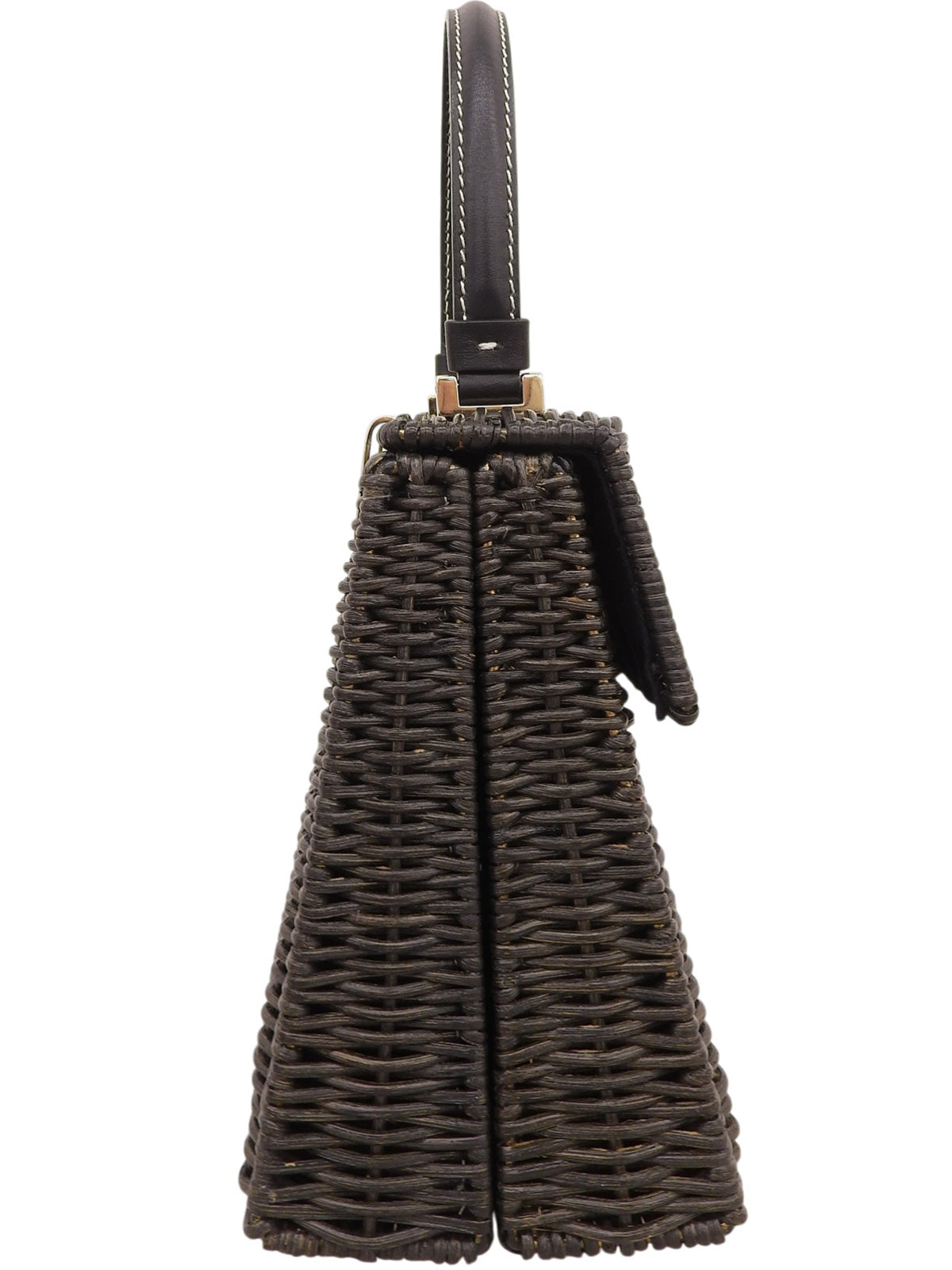 Straw Logo Plate Handbag Black