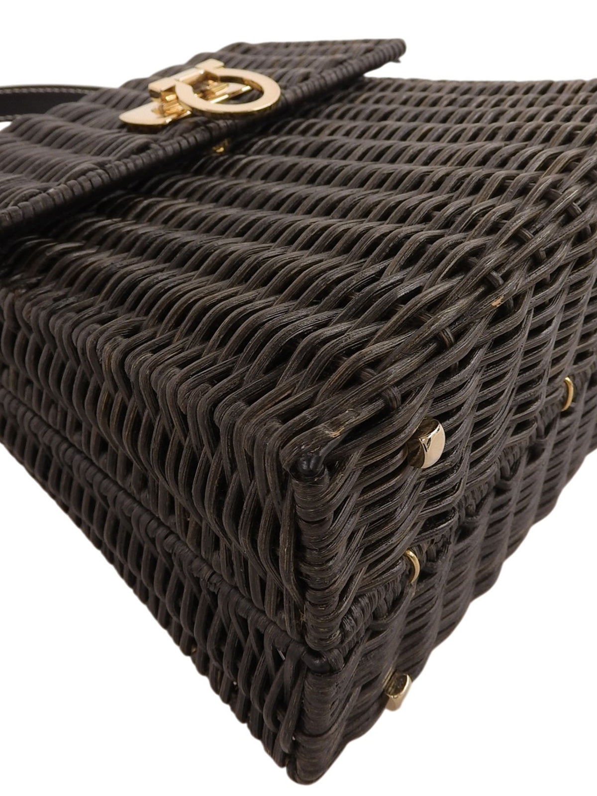 Straw Logo Plate Handbag Black