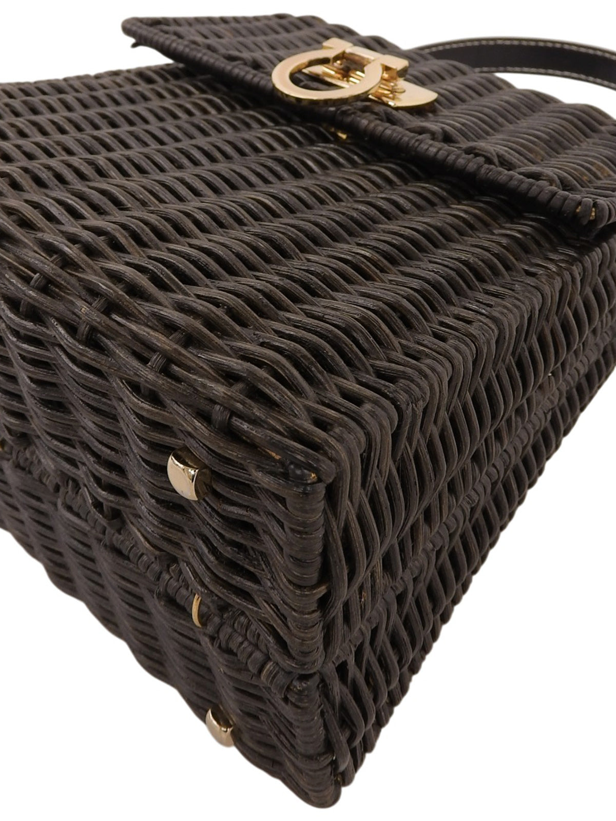 ストローロゴプレートハンドバッグ ブラック