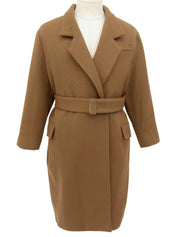 ウールベルトロングコート ブラウン