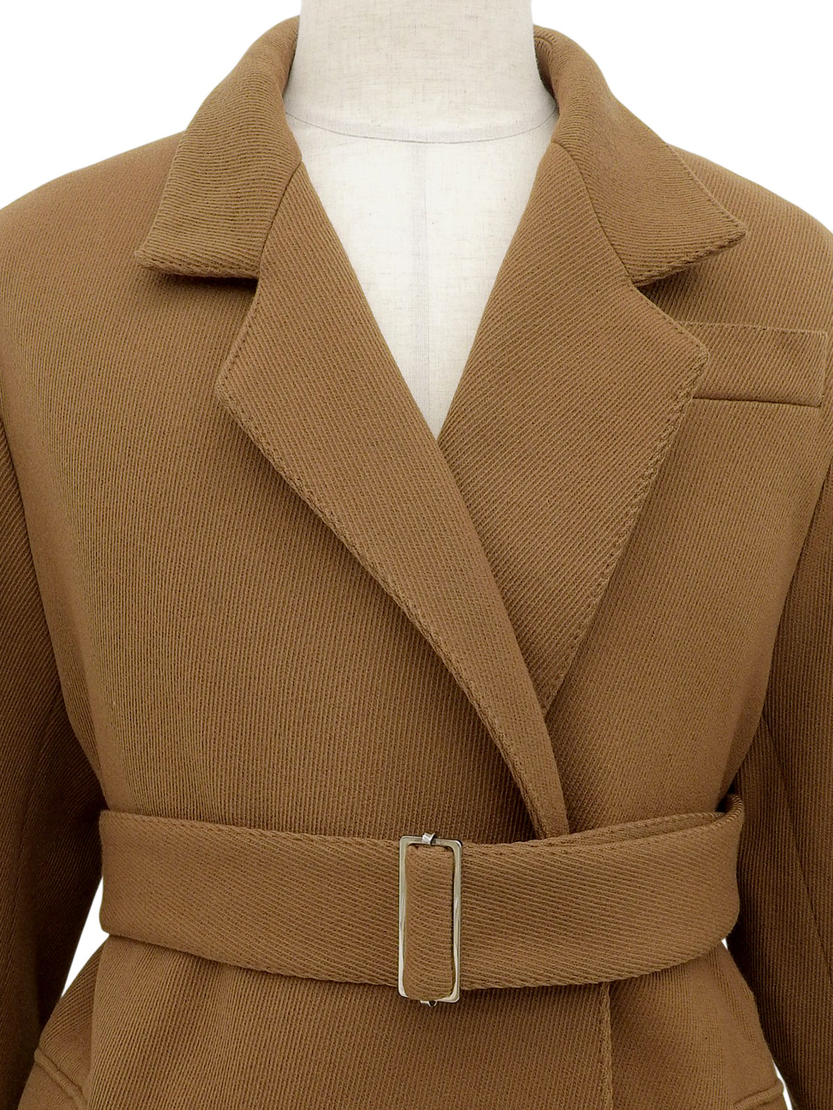 ウールベルトロングコート ブラウン