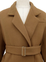 ウールベルトロングコート ブラウン