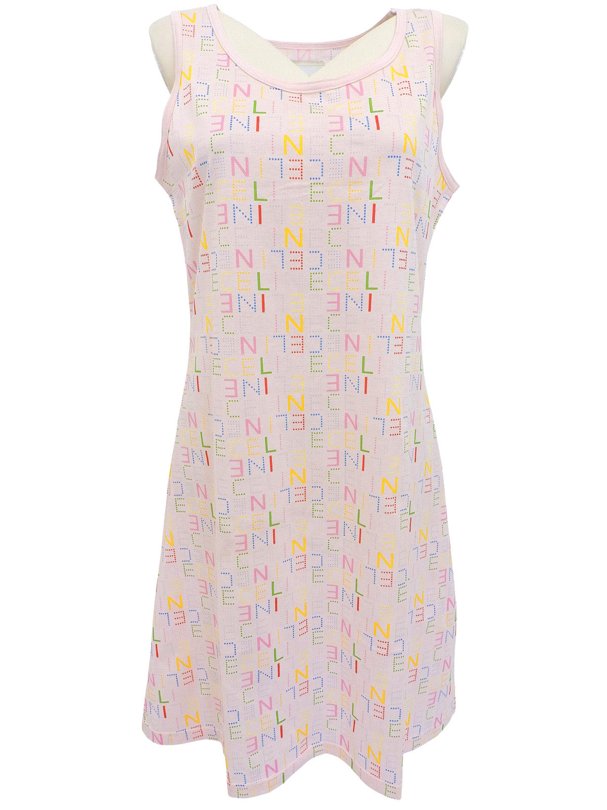 ロゴパターンノースリーブワンピース ピンク/マルチカラー