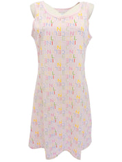 ロゴパターンノースリーブワンピース ピンク/マルチカラー