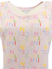 ロゴパターンノースリーブワンピース ピンク/マルチカラー