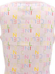 ロゴパターンノースリーブワンピース ピンク/マルチカラー