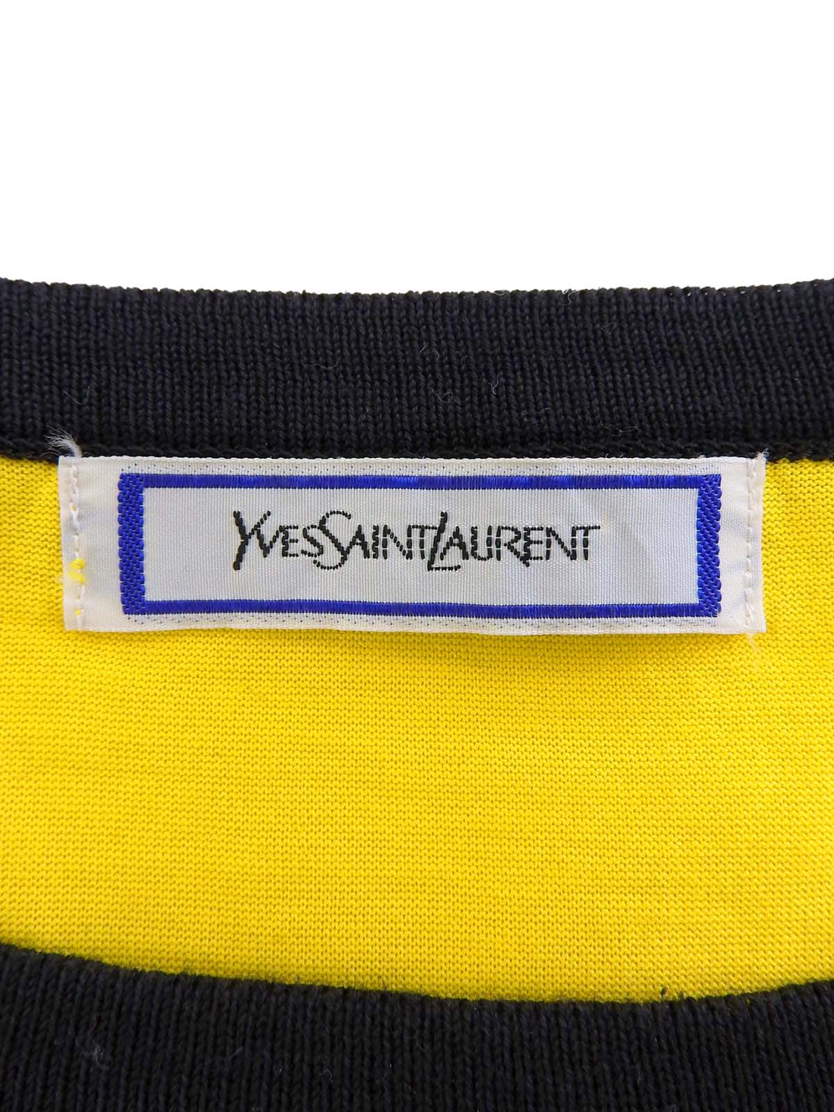 ロゴ刺繍ハーフスリーブトップス イエロー/ブラック