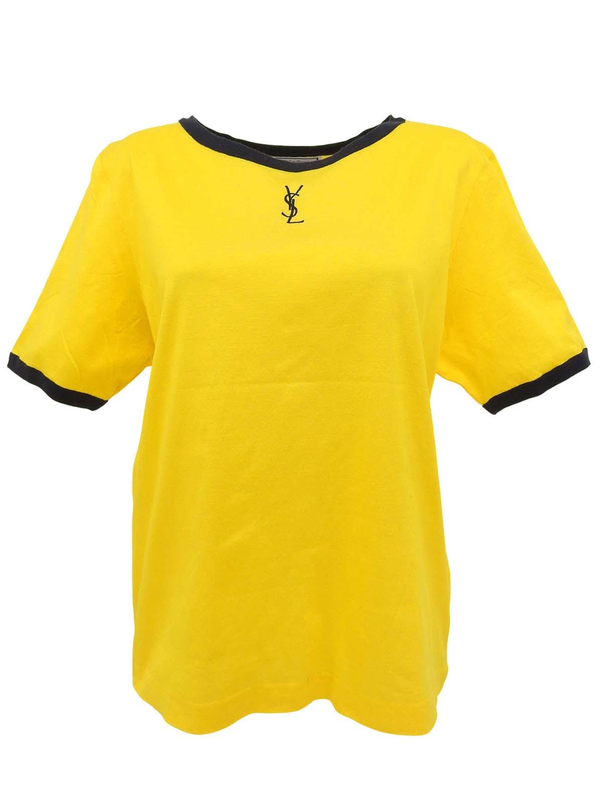 ロゴ刺繍半袖トップス イエロー/ブラック