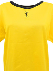 ロゴ刺繍半袖トップス イエロー/ブラック