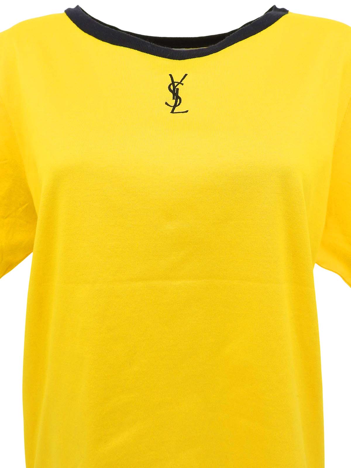 黄/黑色短袖刺绣Logo上衣