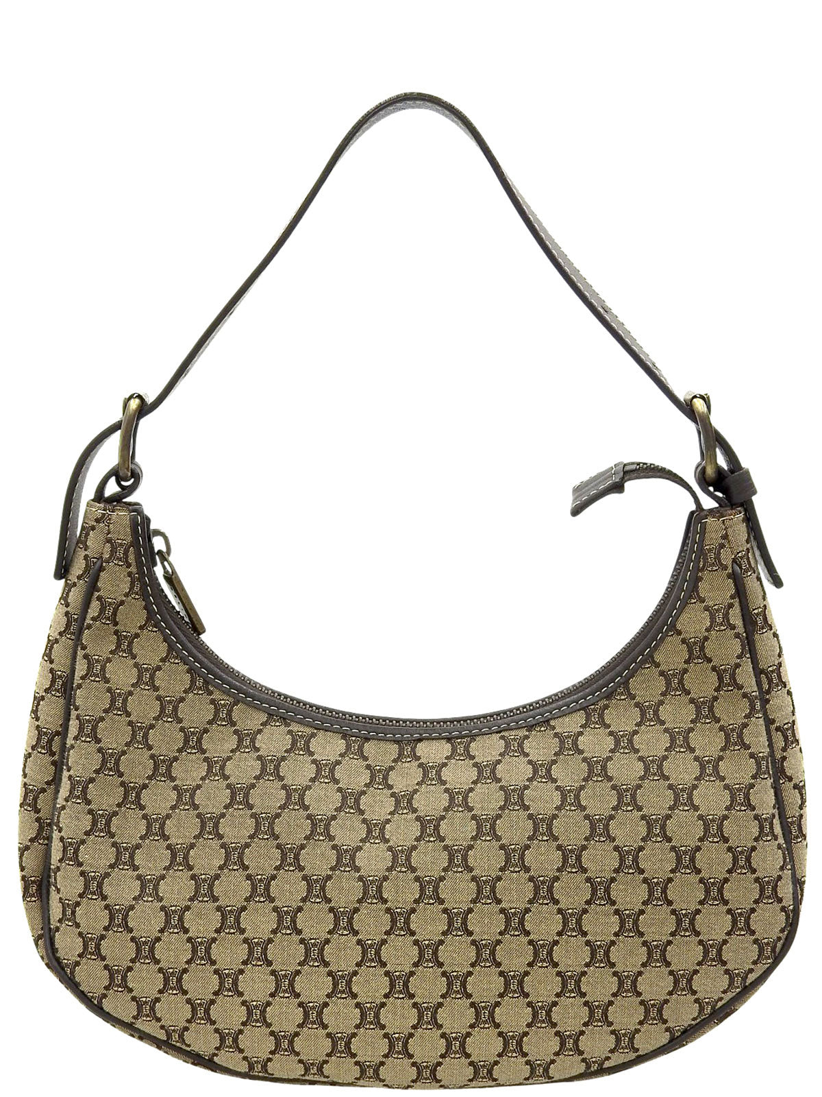 Brown Macadam Canvas One-Shoulder Bag