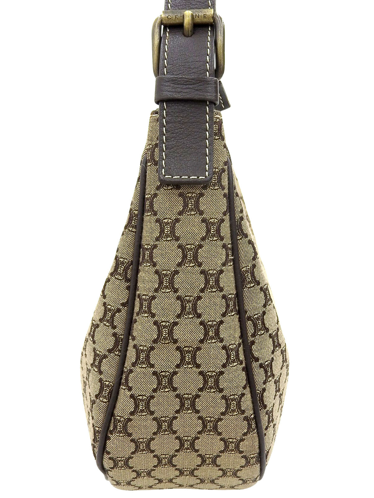 Brown Macadam Canvas One-Shoulder Bag