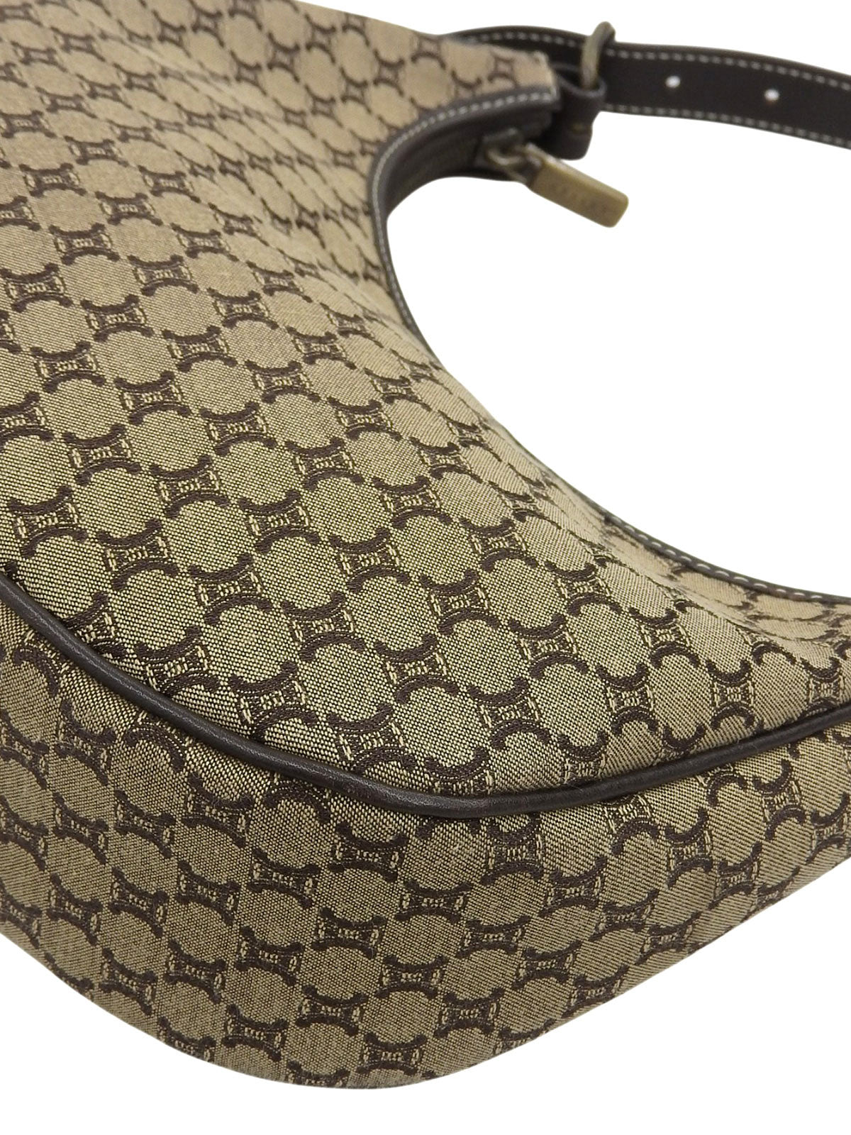 Brown Macadam Canvas One-Shoulder Bag