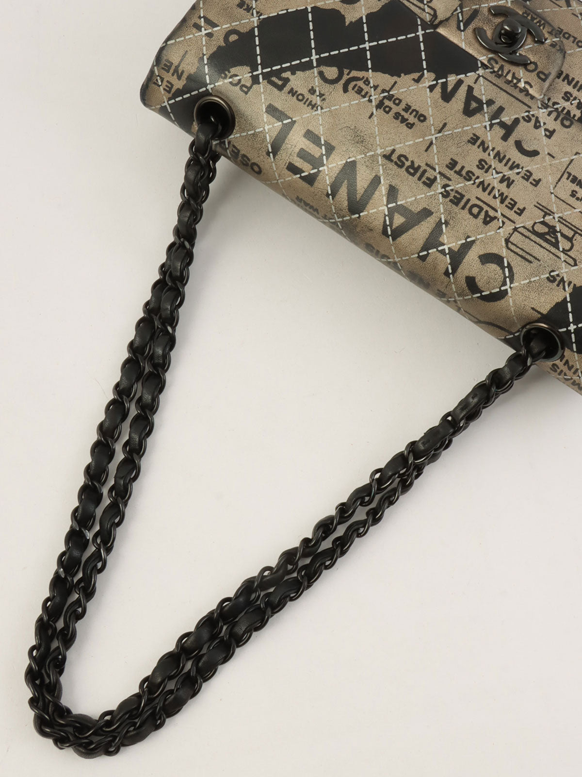 2015 Newspaper Classic Flap Chain Bag in Black