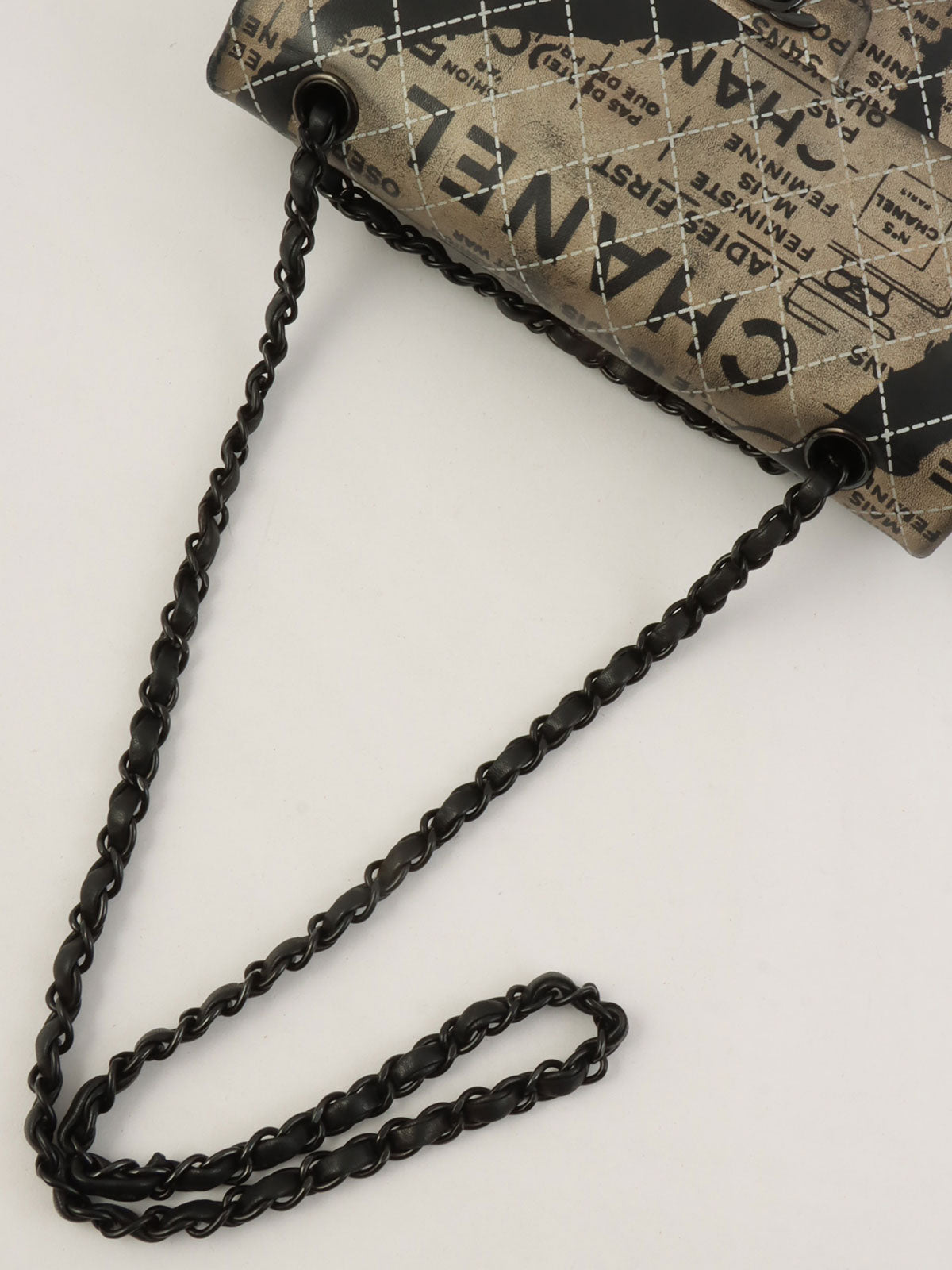 2015 Newspaper Classic Flap Chain Bag in Black
