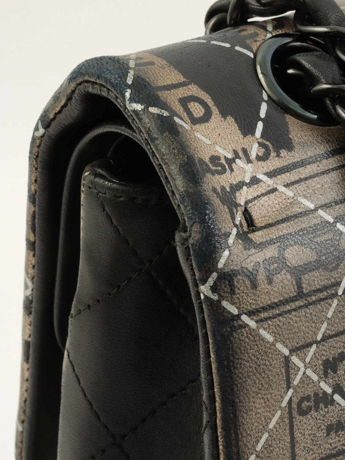 2015 Newspaper Classic Flap Chain Bag in Black