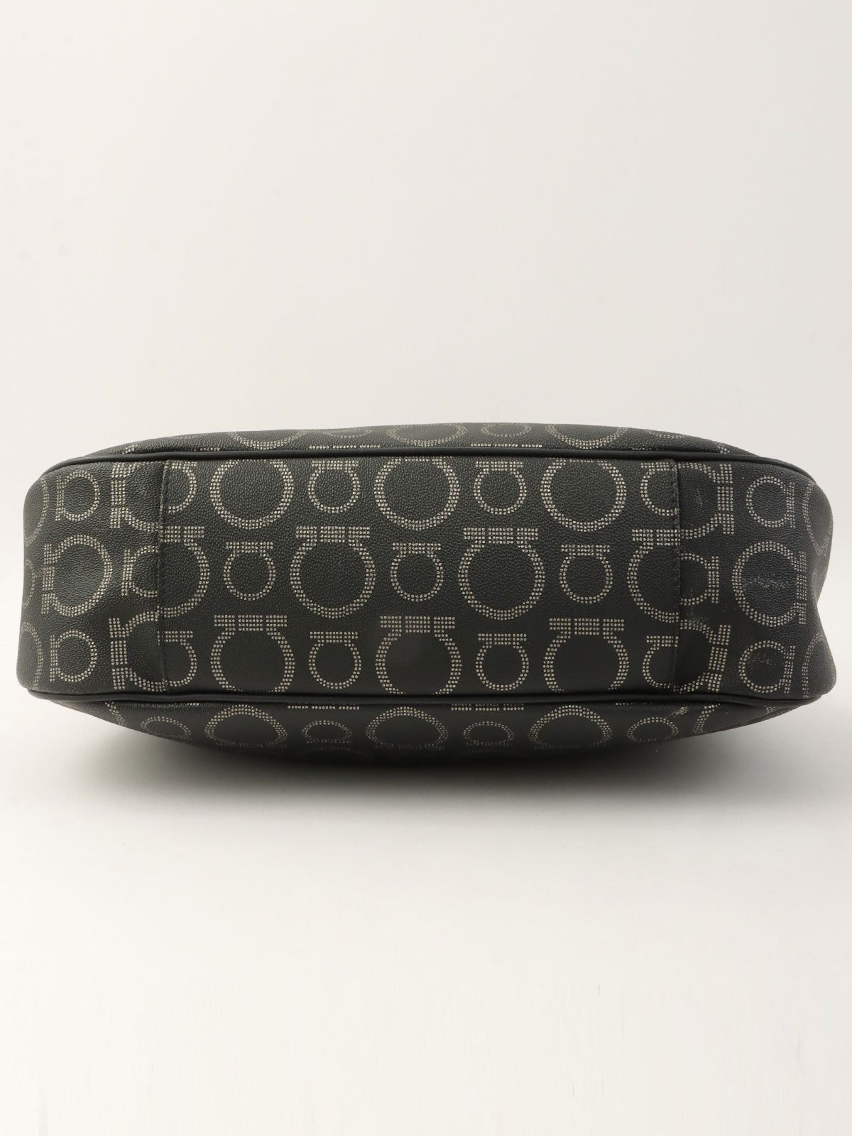 Gancini Pattern Shoulder Bag in Black