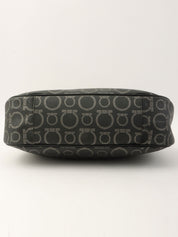 Gancini Pattern Shoulder Bag in Black