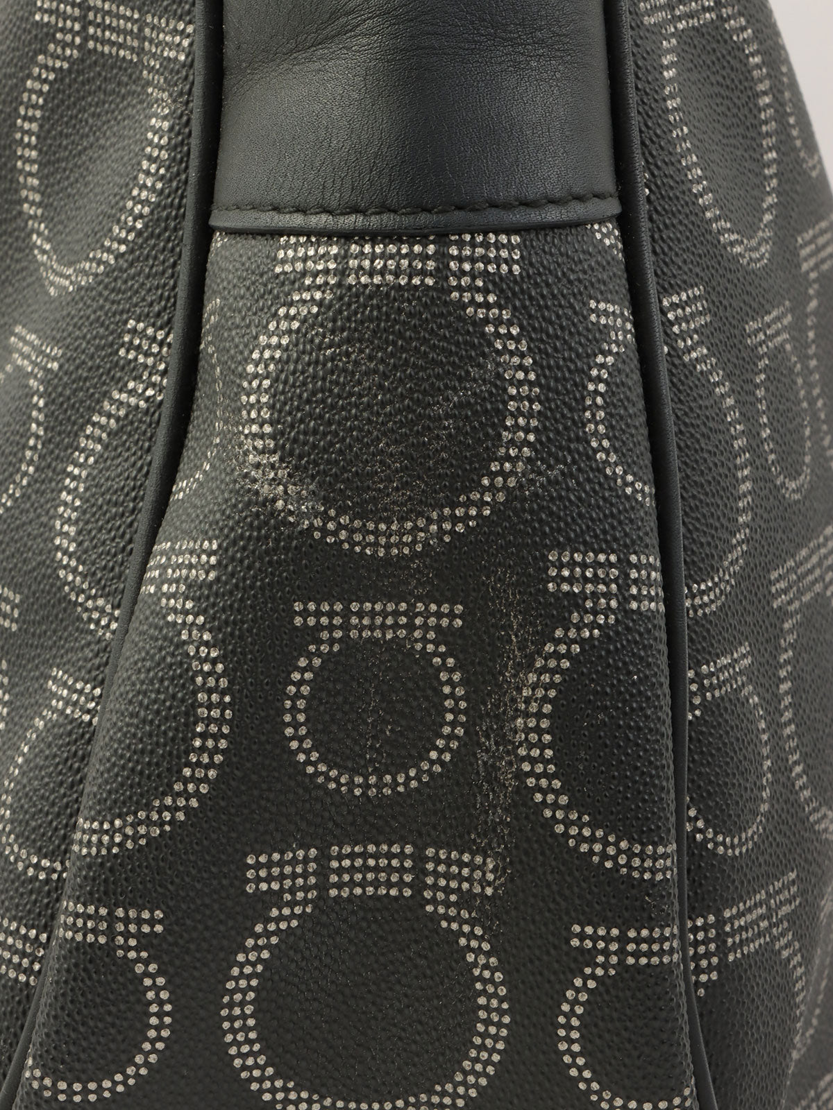 Gancini Pattern Shoulder Bag in Black