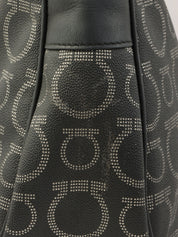 Gancini Pattern Shoulder Bag in Black