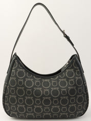Gancini Pattern Shoulder Bag in Black
