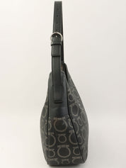 Gancini Pattern Shoulder Bag in Black