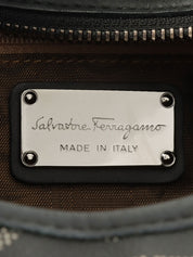 Gancini Pattern Shoulder Bag in Black