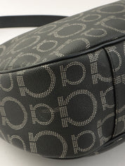 Gancini Pattern Shoulder Bag in Black