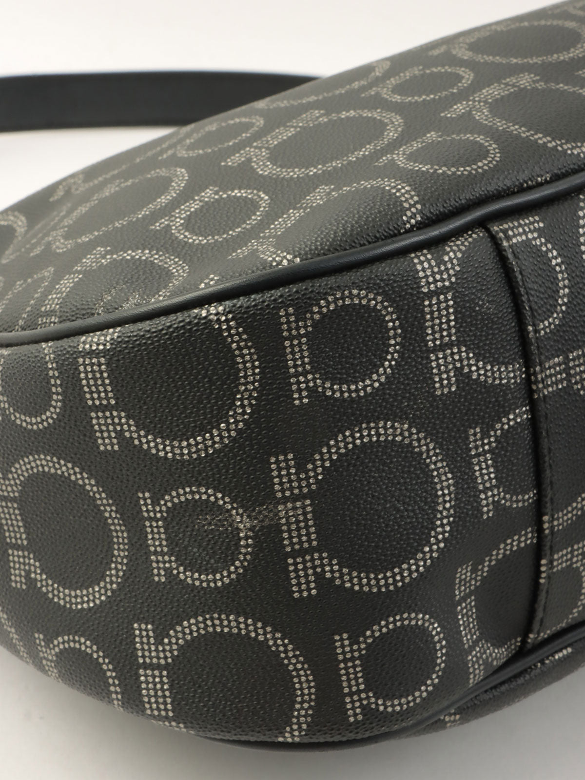 Gancini Pattern Shoulder Bag in Black