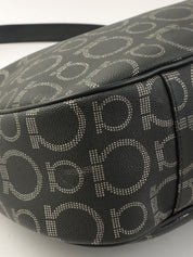 Gancini Pattern Shoulder Bag in Black