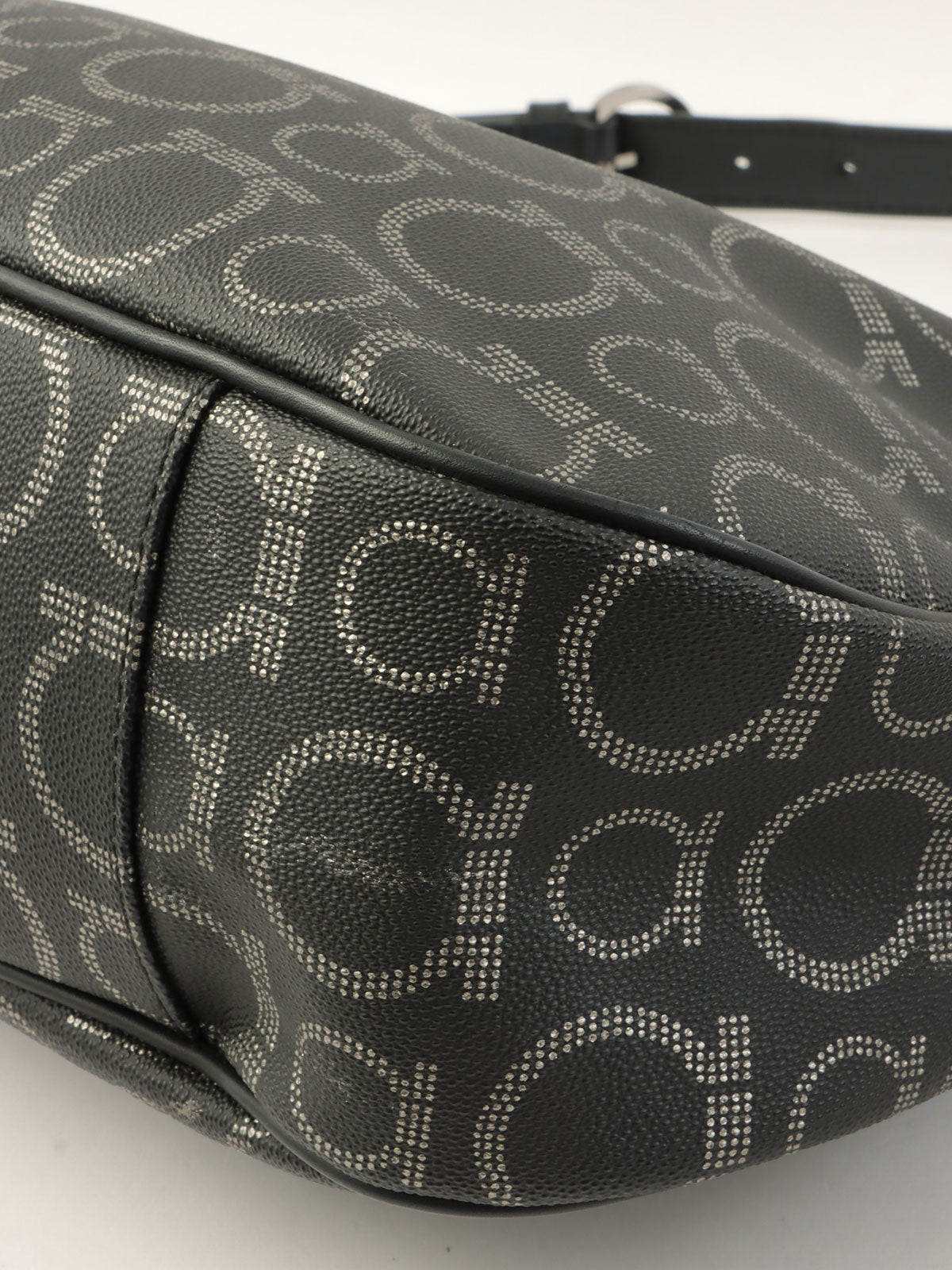 Gancini Pattern Shoulder Bag in Black