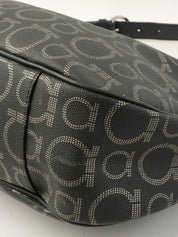 Gancini Pattern Shoulder Bag in Black