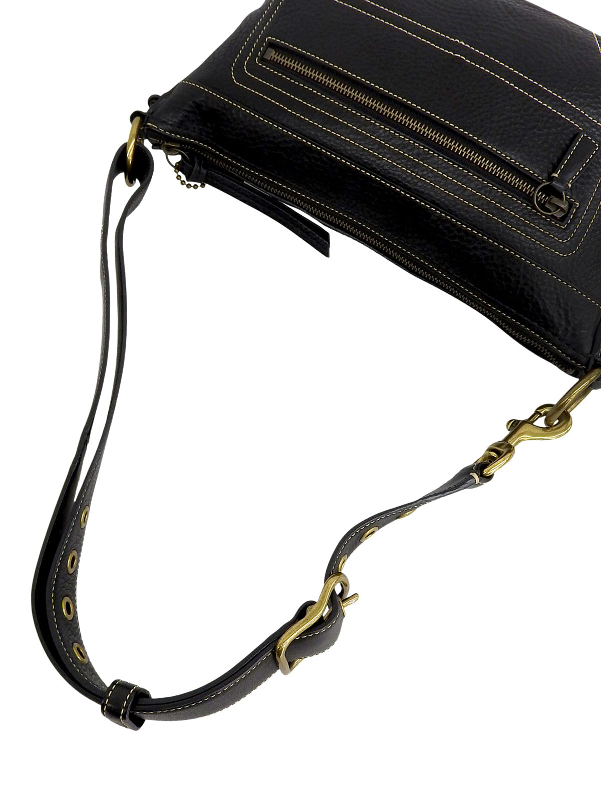 ロゴエンボスサイドレースアップワンショルダーバッグ ブラック