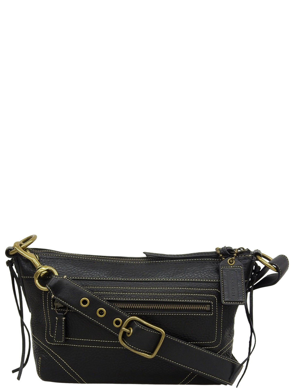 ロゴエンボスサイドレースアップワンショルダーバッグ ブラック