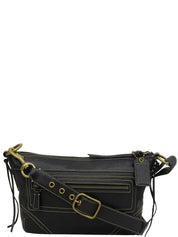 ロゴエンボスサイドレースアップワンショルダーバッグ ブラック
