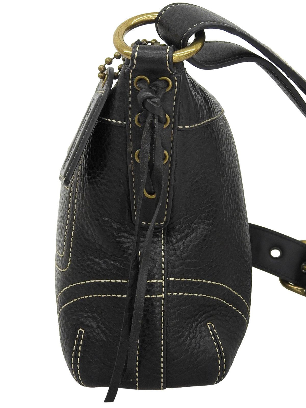 ロゴエンボスサイドレースアップワンショルダーバッグ ブラック