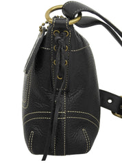 ロゴエンボスサイドレースアップワンショルダーバッグ ブラック