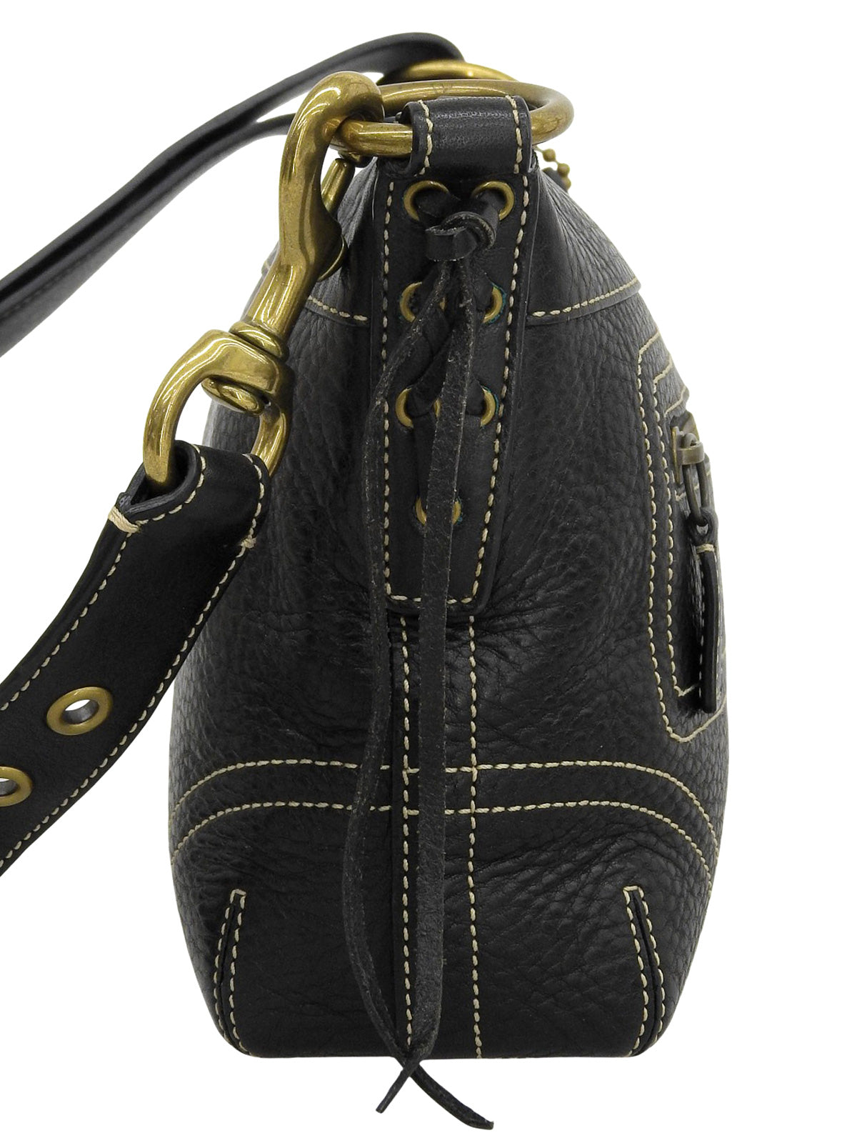 ロゴエンボスサイドレースアップワンショルダーバッグ ブラック