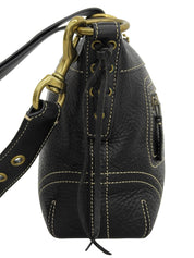 ロゴエンボスサイドレースアップワンショルダーバッグ ブラック