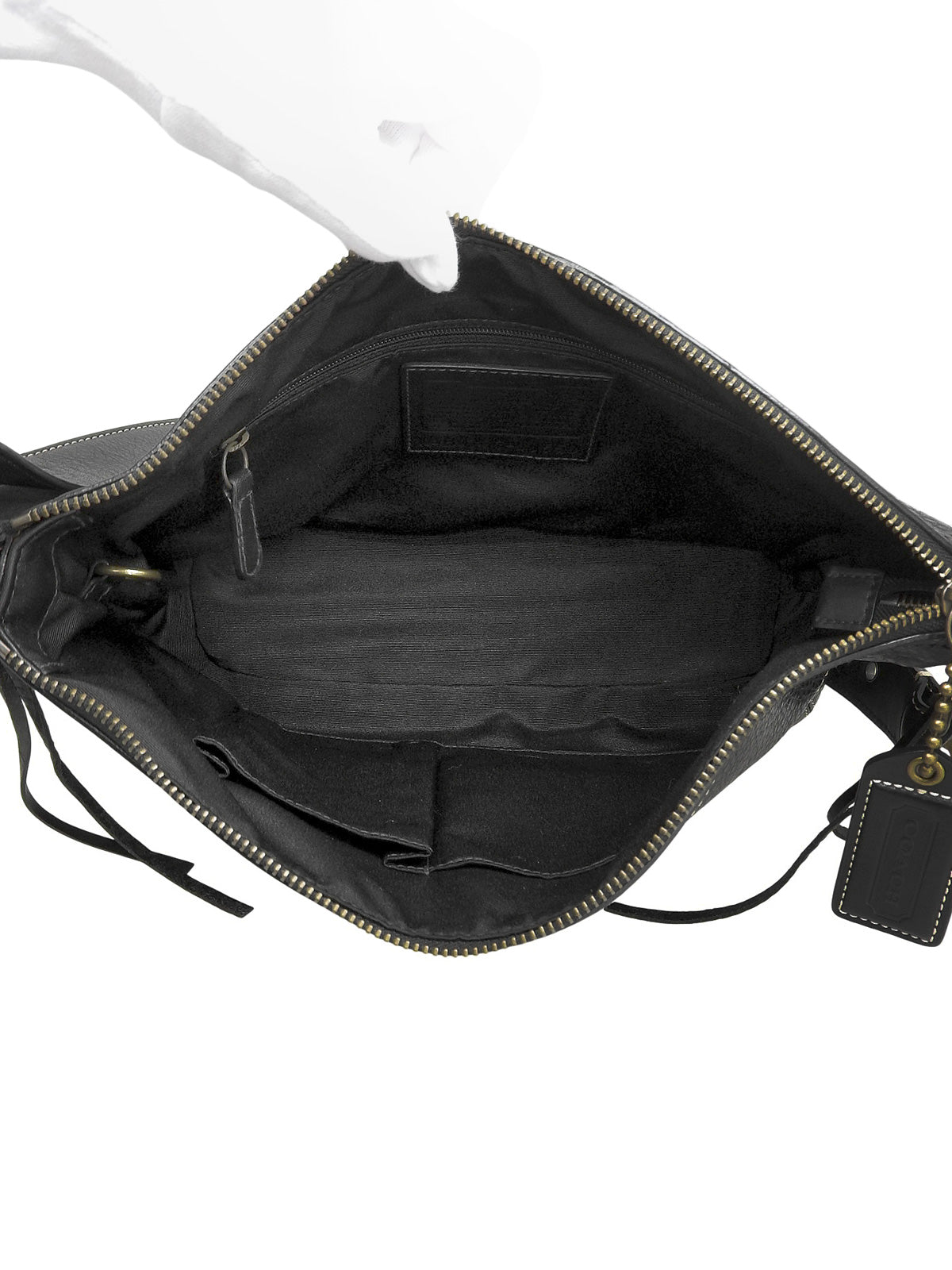 ロゴエンボスサイドレースアップワンショルダーバッグ ブラック