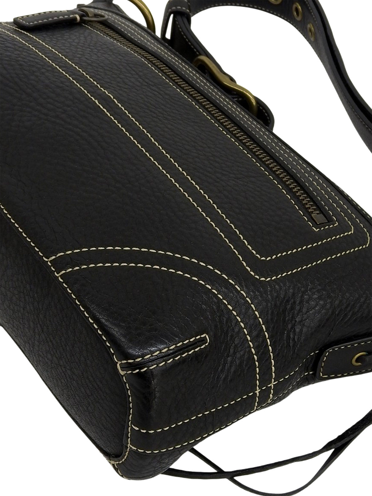 ロゴエンボスサイドレースアップワンショルダーバッグ ブラック